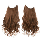 Synthetic NO Clip In Halo Hair Extensions Natural Wave Fake Hair Piece 14" 16" 18" Blonde Black Brown Curly False Hair Hairpiece