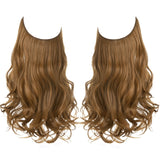 Synthetic NO Clip In Halo Hair Extensions Natural Wave Fake Hair Piece 14" 16" 18" Blonde Black Brown Curly False Hair Hairpiece