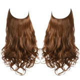 Synthetic NO Clip In Halo Hair Extensions Natural Wave Fake Hair Piece 14" 16" 18" Blonde Black Brown Curly False Hair Hairpiece