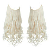 Synthetic NO Clip In Halo Hair Extensions Natural Wave Fake Hair Piece 14" 16" 18" Blonde Black Brown Curly False Hair Hairpiece