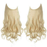 Synthetic NO Clip In Halo Hair Extensions Natural Wave Fake Hair Piece 14" 16" 18" Blonde Black Brown Curly False Hair Hairpiece