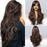 Blonde Unicorn Ombre Blonde Brown Long Wig Middle Part Hair Wig Cosplay Natural Wavy Heat Resistant Synthetic Wigs for Women