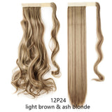 HAIRRO 17''23'' Long Straight Ponytail Wrap Around Ponytail Clip in Hair Extensions Natural Hairpiece Headwear Synthetic Hair