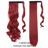 HAIRRO 17''23'' Long Straight Ponytail Wrap Around Ponytail Clip in Hair Extensions Natural Hairpiece Headwear Synthetic Hair