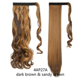 HAIRRO 17''23'' Long Straight Ponytail Wrap Around Ponytail Clip in Hair Extensions Natural Hairpiece Headwear Synthetic Hair