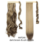 HAIRRO 17''23'' Long Straight Ponytail Wrap Around Ponytail Clip in Hair Extensions Natural Hairpiece Headwear Synthetic Hair