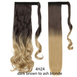 HAIRRO 17''23'' Long Straight Ponytail Wrap Around Ponytail Clip in Hair Extensions Natural Hairpiece Headwear Synthetic Hair