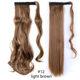 HAIRRO 17''23'' Long Straight Ponytail Wrap Around Ponytail Clip in Hair Extensions Natural Hairpiece Headwear Synthetic Hair