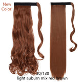 HAIRRO 17''23'' Long Straight Ponytail Wrap Around Ponytail Clip in Hair Extensions Natural Hairpiece Headwear Synthetic Hair