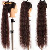 MEIFAN Synthetic Super Long Afro Kinky Curly Ponytail Extensions Ribbon Drawstring Wrap Around Hair Tail Natural Fake Hair Piece