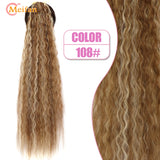 MEIFAN Synthetic Super Long Afro Kinky Curly Ponytail Extensions Ribbon Drawstring Wrap Around Hair Tail Natural Fake Hair Piece