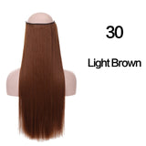 SHANGKE Straight Synthetic 24-Inch Halo Hair Extensions Wavy Heat Resistant No Clip in Hidden Secret False Hair Piece