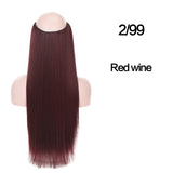 SHANGKE Straight Synthetic 24-Inch Halo Hair Extensions Wavy Heat Resistant No Clip in Hidden Secret False Hair Piece