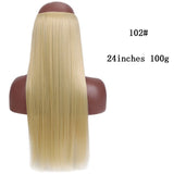 SHANGKE Straight Synthetic 24-Inch Halo Hair Extensions Wavy Heat Resistant No Clip in Hidden Secret False Hair Piece