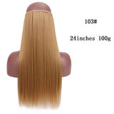 SHANGKE Straight Synthetic 24-Inch Halo Hair Extensions Wavy Heat Resistant No Clip in Hidden Secret False Hair Piece