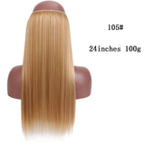SHANGKE Straight Synthetic 24-Inch Halo Hair Extensions Wavy Heat Resistant No Clip in Hidden Secret False Hair Piece