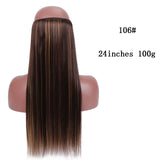SHANGKE Straight Synthetic 24-Inch Halo Hair Extensions Wavy Heat Resistant No Clip in Hidden Secret False Hair Piece
