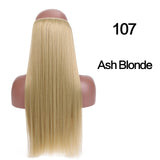 SHANGKE Straight Synthetic 24-Inch Halo Hair Extensions Wavy Heat Resistant No Clip in Hidden Secret False Hair Piece