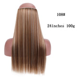 SHANGKE Straight Synthetic 24-Inch Halo Hair Extensions Wavy Heat Resistant No Clip in Hidden Secret False Hair Piece