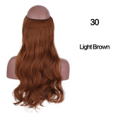 SHANGKE Straight Synthetic 24-Inch Halo Hair Extensions Wavy Heat Resistant No Clip in Hidden Secret False Hair Piece