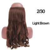 SHANGKE Straight Synthetic 24-Inch Halo Hair Extensions Wavy Heat Resistant No Clip in Hidden Secret False Hair Piece