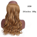 SHANGKE Straight Synthetic 24-Inch Halo Hair Extensions Wavy Heat Resistant No Clip in Hidden Secret False Hair Piece