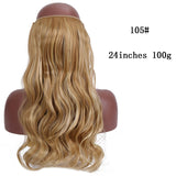 SHANGKE Straight Synthetic 24-Inch Halo Hair Extensions Wavy Heat Resistant No Clip in Hidden Secret False Hair Piece