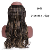 SHANGKE Straight Synthetic 24-Inch Halo Hair Extensions Wavy Heat Resistant No Clip in Hidden Secret False Hair Piece