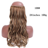 SHANGKE Straight Synthetic 24-Inch Halo Hair Extensions Wavy Heat Resistant No Clip in Hidden Secret False Hair Piece