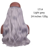SHANGKE Straight Synthetic 24-Inch Halo Hair Extensions Wavy Heat Resistant No Clip in Hidden Secret False Hair Piece