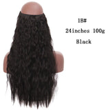 SHANGKE Straight Synthetic 24-Inch Halo Hair Extensions Wavy Heat Resistant No Clip in Hidden Secret False Hair Piece