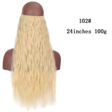 SHANGKE Straight Synthetic 24-Inch Halo Hair Extensions Wavy Heat Resistant No Clip in Hidden Secret False Hair Piece