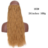 SHANGKE Straight Synthetic 24-Inch Halo Hair Extensions Wavy Heat Resistant No Clip in Hidden Secret False Hair Piece