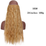 SHANGKE Straight Synthetic 24-Inch Halo Hair Extensions Wavy Heat Resistant No Clip in Hidden Secret False Hair Piece