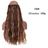 SHANGKE Straight Synthetic 24-Inch Halo Hair Extensions Wavy Heat Resistant No Clip in Hidden Secret False Hair Piece