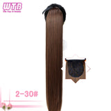 WTB Long Silky Straight Synthetic Drawstring Ponytail Hairpieces for Women Clip In Hair Tail False Hair 80cm Hair Extensions
