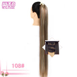 WTB Long Silky Straight Synthetic Drawstring Ponytail Hairpieces for Women Clip In Hair Tail False Hair 80cm Hair Extensions