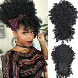 Silike Synthetic Short Afro Puff Hair Bun High Temperature Drawstring Pony Tail Clip in Hair Extension Kinky Puff Hair Bun