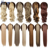 HAIRRO 17''23'' Long Straight Ponytail Wrap Around Ponytail Clip in Hair Extensions Natural Hairpiece Headwear Synthetic Hair