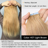 MRS HAIR Natural Hair Extensions Tape in Human Hair Extensions Invisible Skin Weft Tape Extensions Straight Blonde 20pcs NonRemy