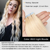 MRS HAIR Natural Hair Extensions Tape in Human Hair Extensions Invisible Skin Weft Tape Extensions Straight Blonde 20pcs NonRemy
