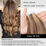 MRS HAIR Natural Hair Extensions Tape in Human Hair Extensions Invisible Skin Weft Tape Extensions Straight Blonde 20pcs NonRemy