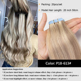 MRS HAIR Natural Hair Extensions Tape in Human Hair Extensions Invisible Skin Weft Tape Extensions Straight Blonde 20pcs NonRemy