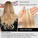 MRS HAIR Natural Hair Extensions Tape in Human Hair Extensions Invisible Skin Weft Tape Extensions Straight Blonde 20pcs NonRemy