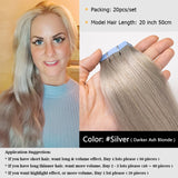 MRS HAIR Natural Hair Extensions Tape in Human Hair Extensions Invisible Skin Weft Tape Extensions Straight Blonde 20pcs NonRemy