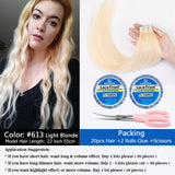 MRS HAIR Natural Hair Extensions Tape in Human Hair Extensions Invisible Skin Weft Tape Extensions Straight Blonde 20pcs NonRemy
