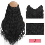 Long Wavy Culry U-Shaped Half Wig for Women 24" Natural Female Long Black Brown Wigs Heat Resistant Synthetic Fake Hair