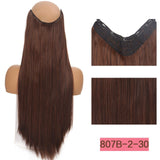 Long Wavy Culry U-Shaped Half Wig for Women 24" Natural Female Long Black Brown Wigs Heat Resistant Synthetic Fake Hair