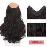 Long Wavy Culry U-Shaped Half Wig for Women 24" Natural Female Long Black Brown Wigs Heat Resistant Synthetic Fake Hair