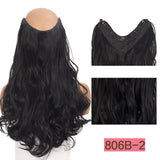 Long Wavy Culry U-Shaped Half Wig for Women 24" Natural Female Long Black Brown Wigs Heat Resistant Synthetic Fake Hair